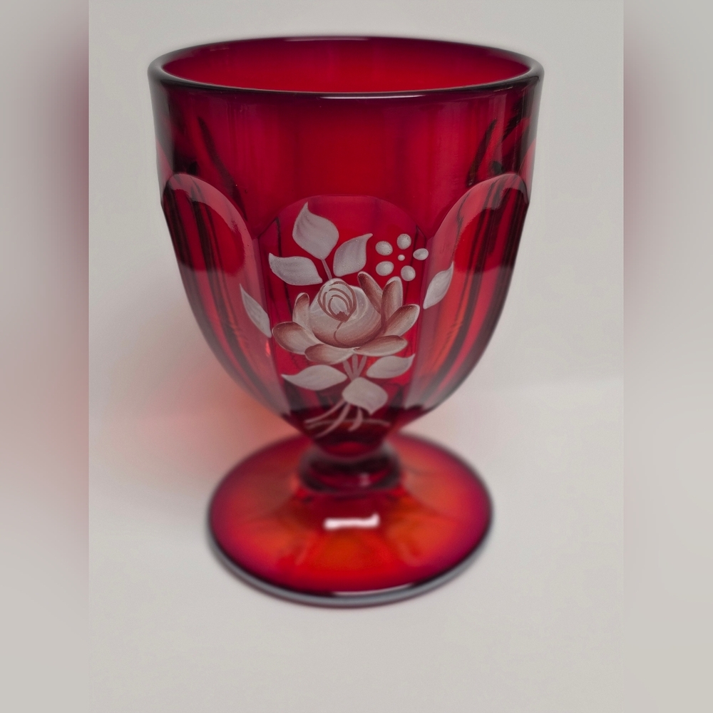 Westmoreland Vintine Glass Goblet Signed and dated 1979